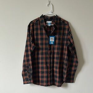 Casual Black and Orange Button Down Shirt